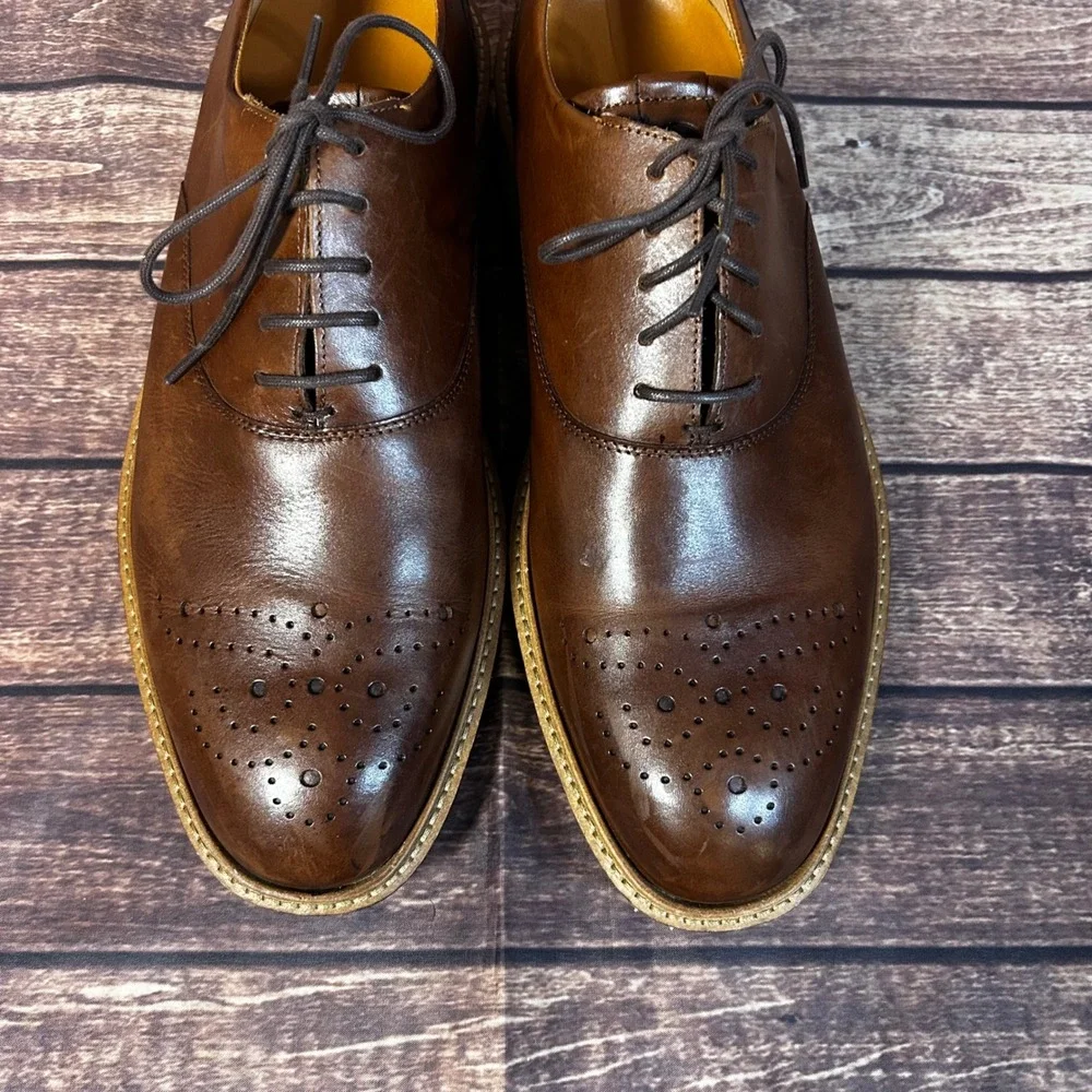 ECCO ST.1 Hybrid Brogue Brown Leather Wingtip Oxford Shoes Mens Sz 46 US 12-12.5